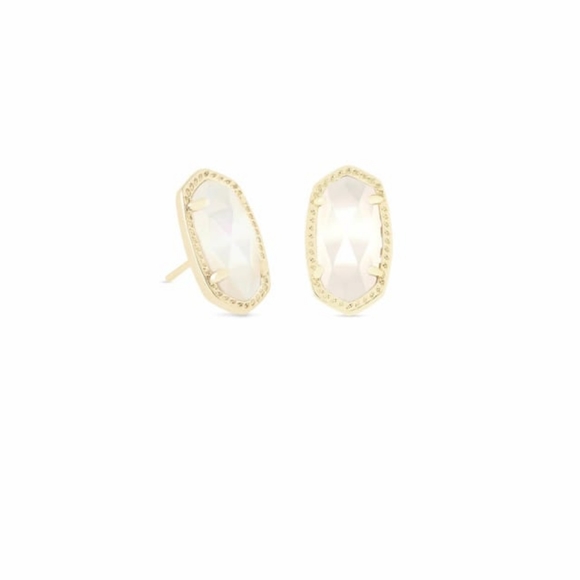 **** SOLD ***** Kendra Scott Gold Stud Earrings in Ivory Pearl - Picture 10 of 10